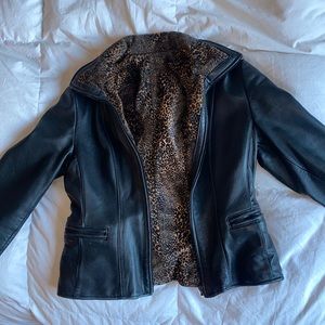 Reversible cheetah leather jacket vintage and very Y2K ! Size medium